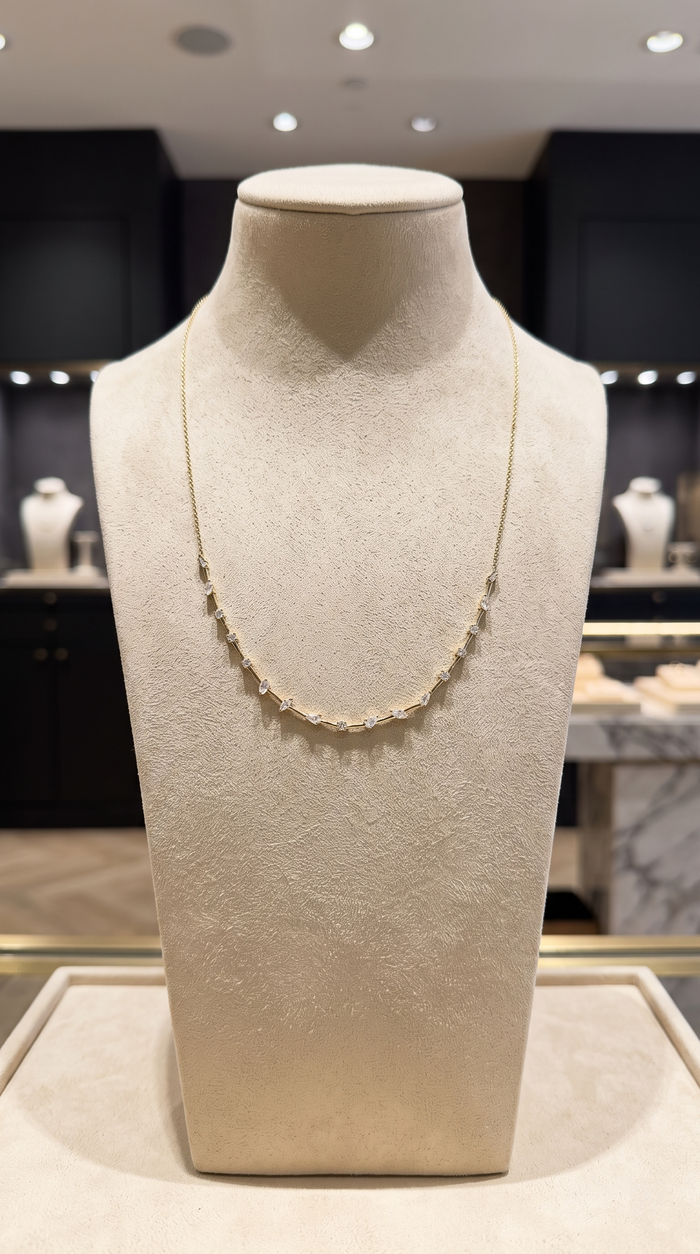 Diamond Aura Station Necklace in 14K Yellow Gold