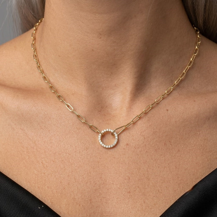Inch Round Paperclip Link Necklace in 14K Yellow Gold