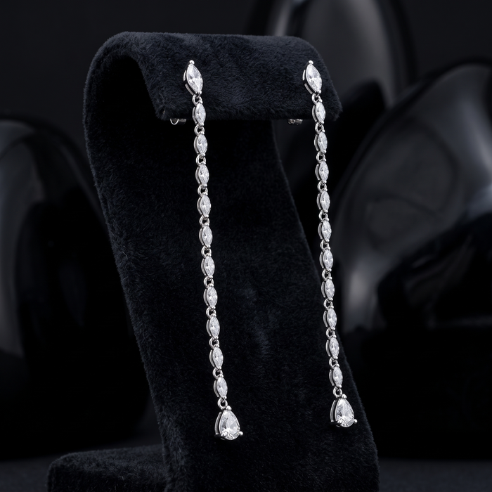 Pear Shape Diamond Drop Earrings in 14K White Gold