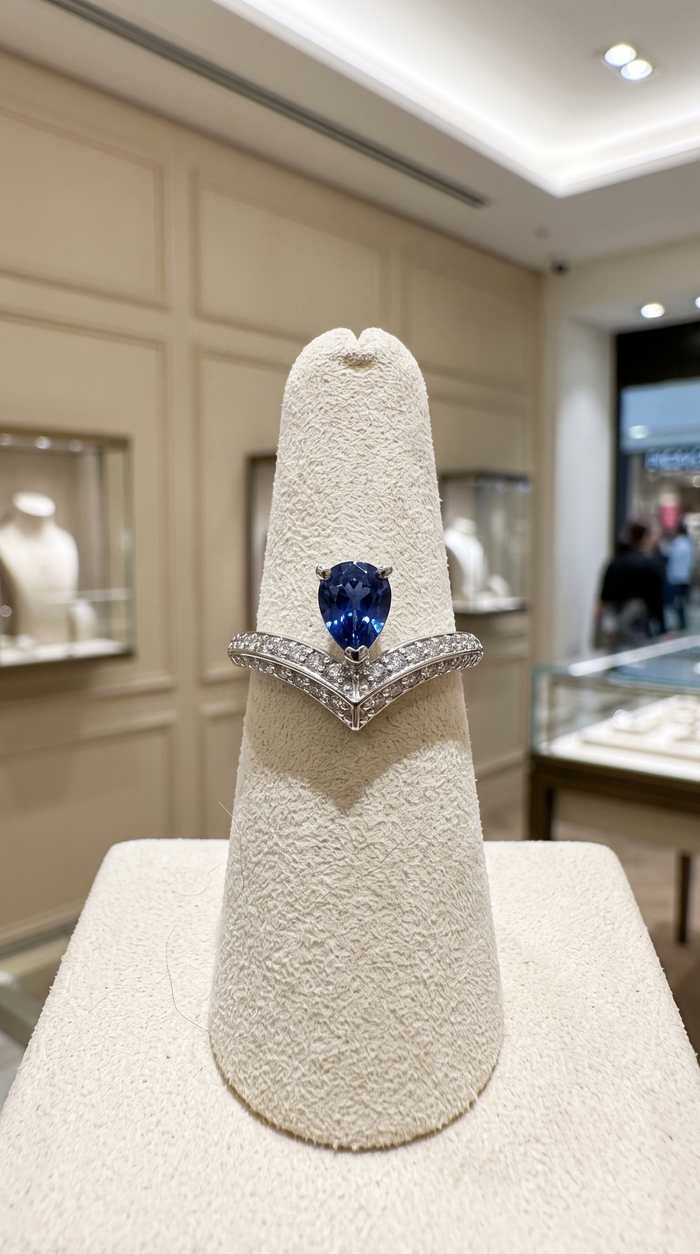 Oval Blue Sapphire 14K Diamond Accent Ring