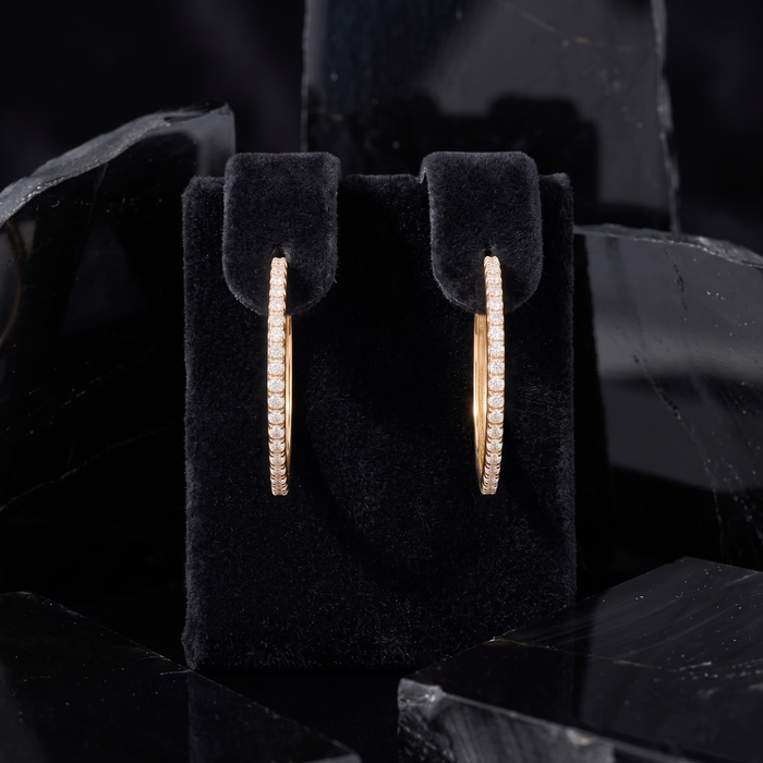 Slim Diamond Hoop Earrings in 14K Yellow Gold