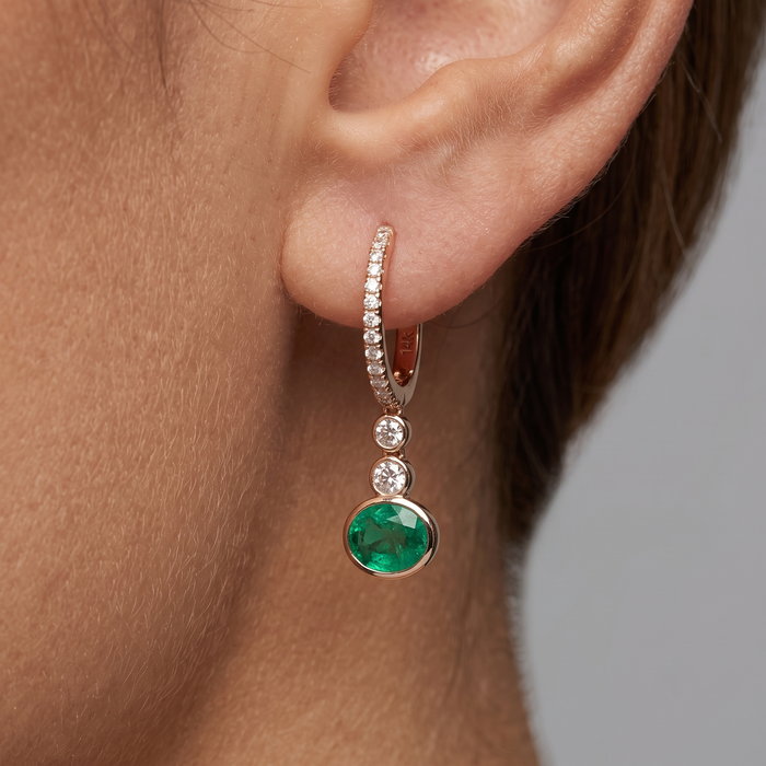 Charming Gemstone 14K (or 18k upon request) Yellow Gold Diamond Drop Earrings