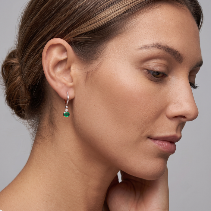 Charming Gemstone 14K (or 18k upon request) Yellow Gold Diamond Drop Earrings