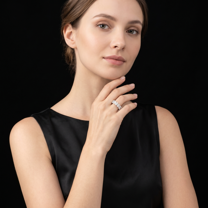 Oval Shape Diamond Eternity Ring in 18K Gold