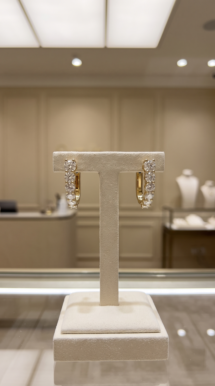 Round Diamond Mini Hoop Earrings in 14K Yellow Gold