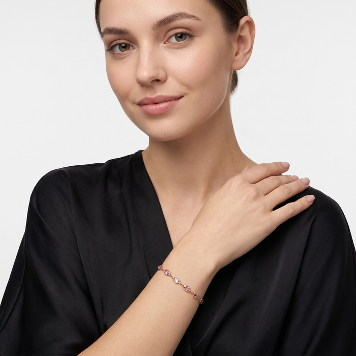 Lavender Dream 14K Yellow Gold Baguette Bracelet