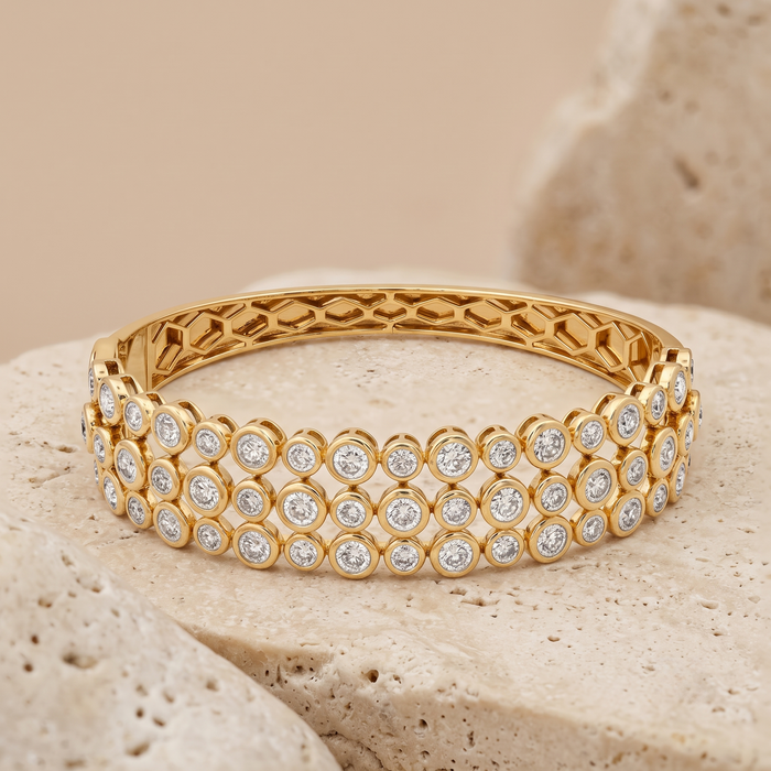 Victorian Vows Diamond Bangle Bracelet in 14K Yellow Gold