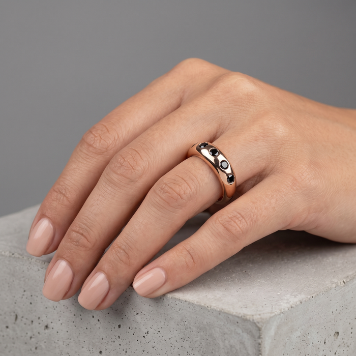 Black Diamond 14K Rose Gold Band Ring