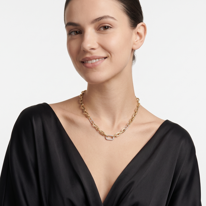 Diamond Fusion Link Necklace in 14K Yellow Gold
