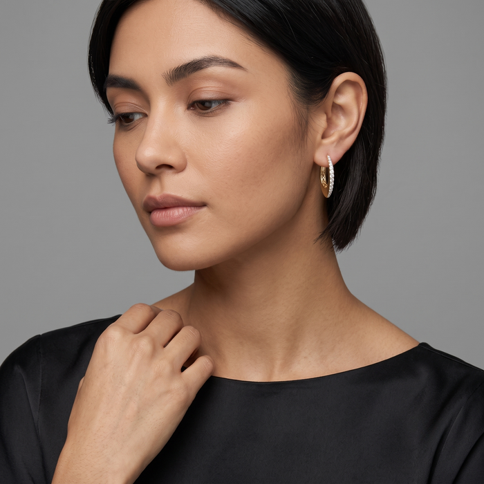 Classic Curve Diamond Hoop Earrings in 14K Yellow Gold