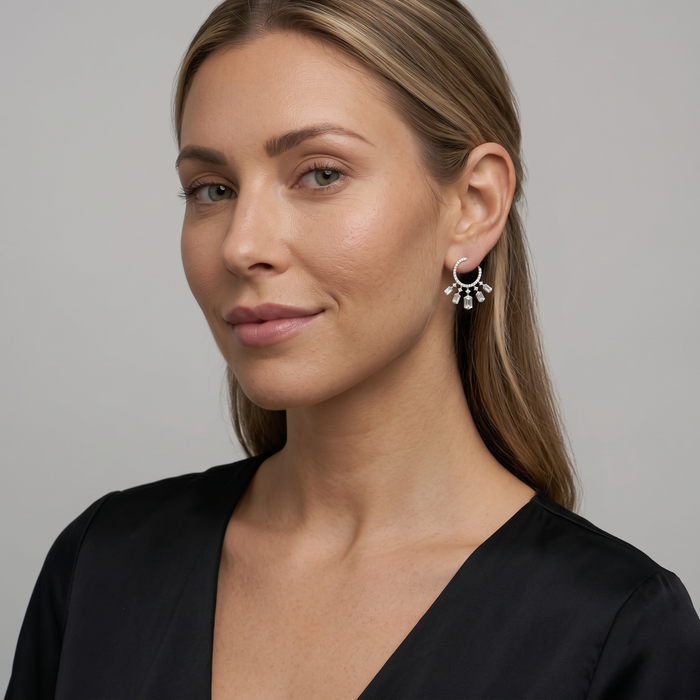 Reverie Diamond Halo Drop Earrings in 14K Yellow Gold