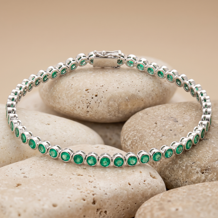 Elegant 14K Emerald & White Gold Bracelet
