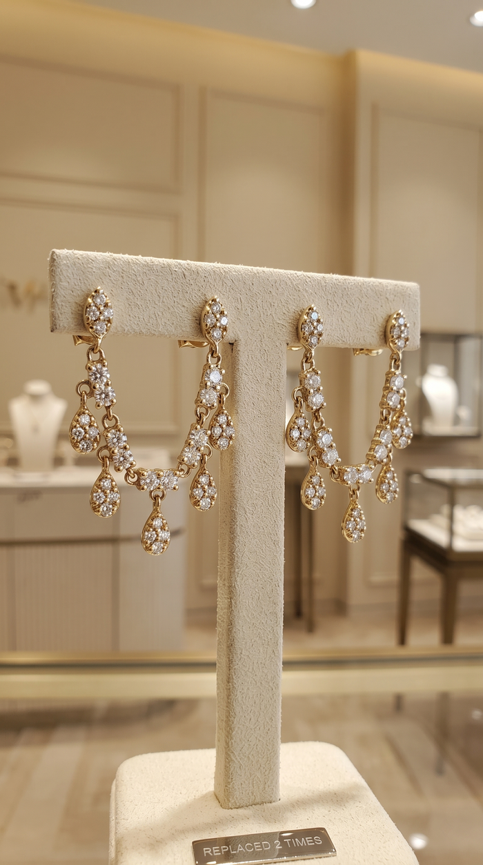 Cascade Drops 14K (or 18k upon request) Yellow Gold Teardrop Diamond Earrings