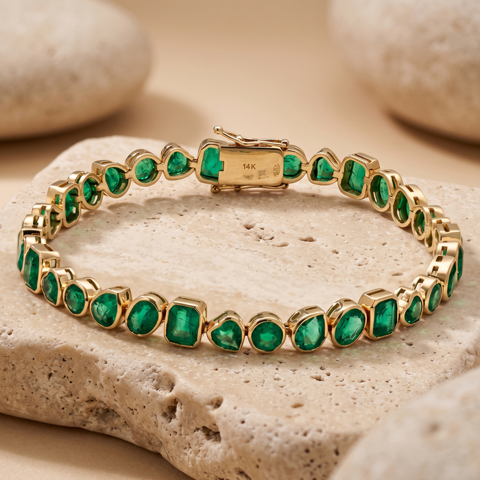 Heritage Emerald 14K Yellow Gold Tennis Bracelet