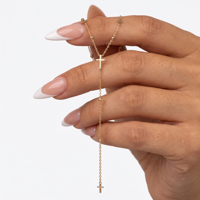 Diamond Cross Elegance Necklace in 14K Yellow Gold