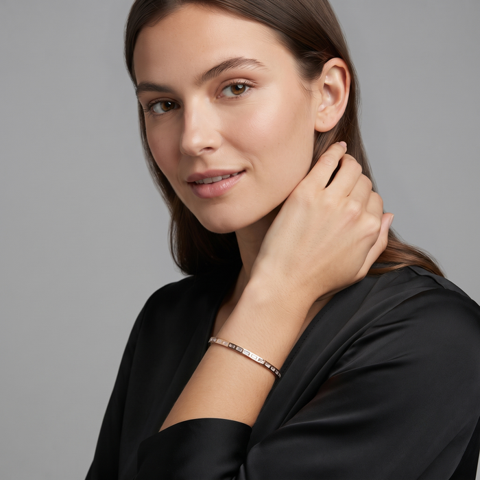Linear Baguette Diamond Cuff Bracelet in 14K Rose Gold