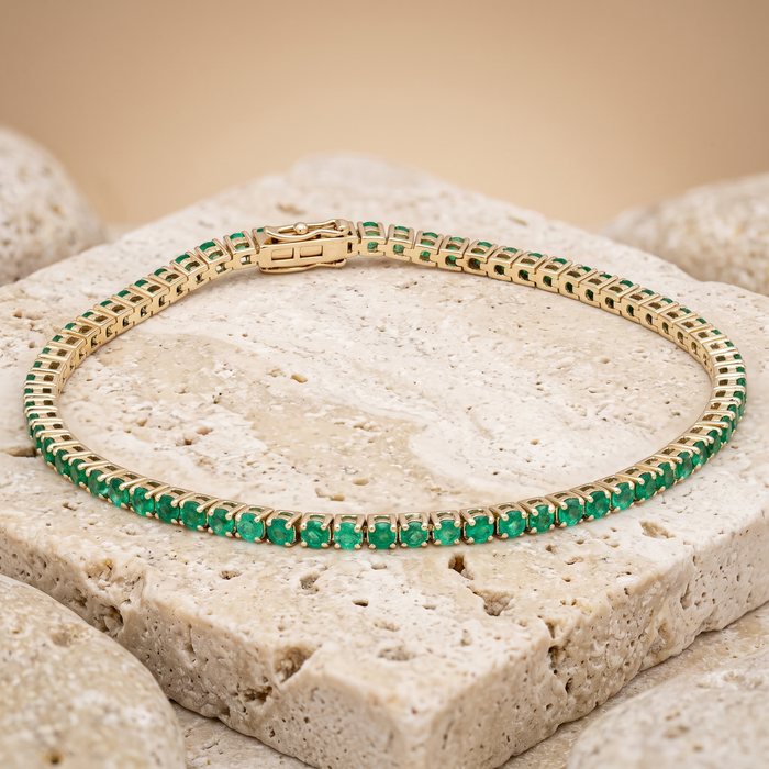 Classic Emerald Line 14K Yellow Gold Tennis Bracelet