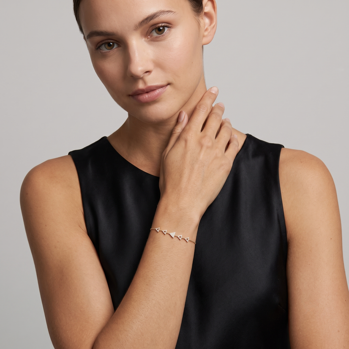 Opalescent Charm Diamond Bangle Bracelet in 14K Yellow Gold