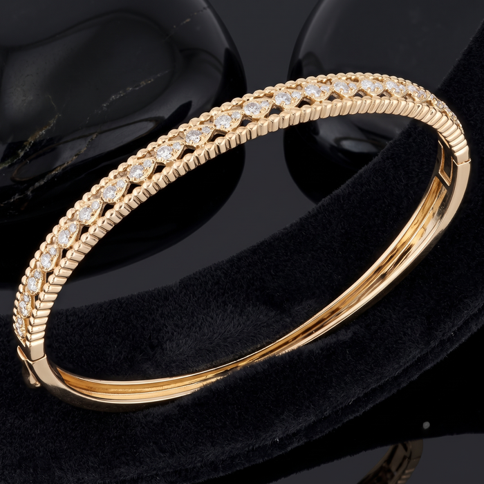 Golden Weave Diamond Textured Bracelet in 14K Yellow Gold
