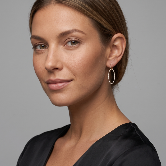 Charm Diamond Halo Drops Earrings in 14K Yellow Gold