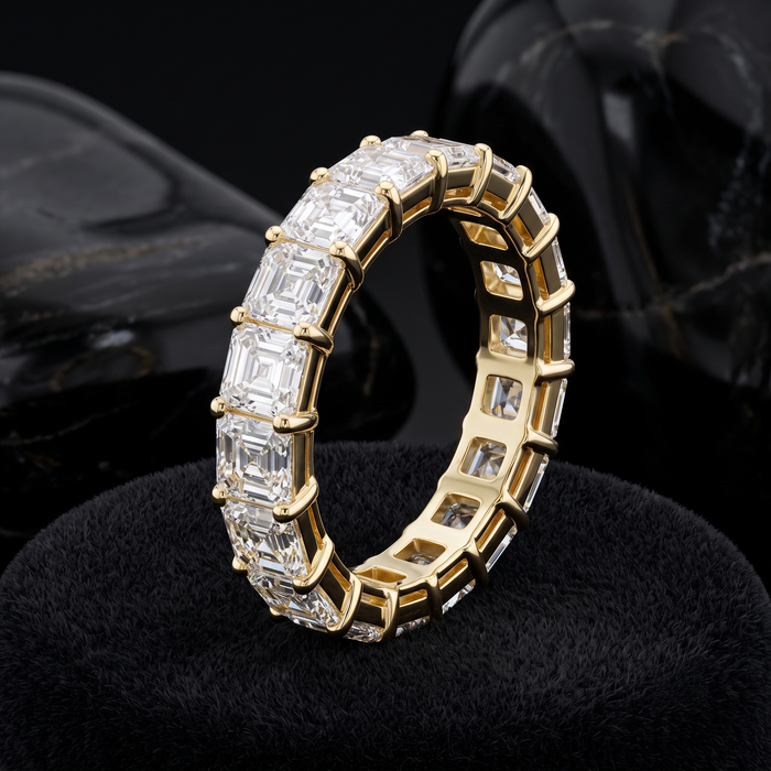 Asscher Cut Eternity Band Ring in 14K Gold