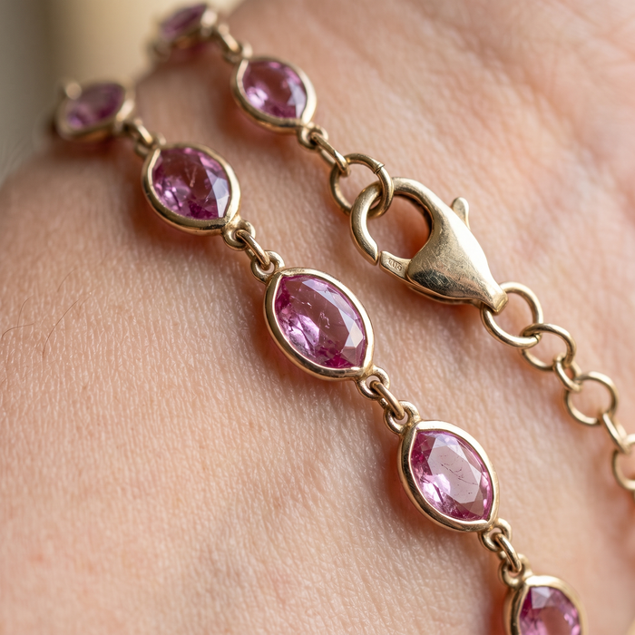 Lavender Marquise 14K Yellow Gold Link Bracelet