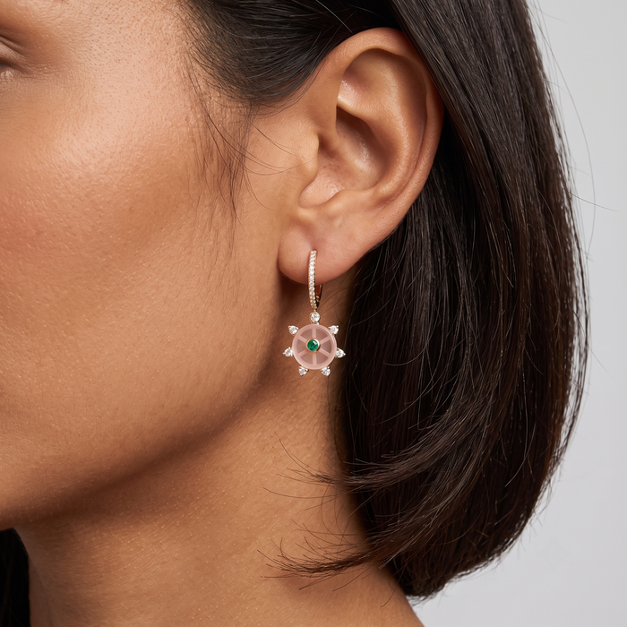 Turquoise Butterfly 14K (or 18k upon request) Yellow Gold Diamond Drop Earrings