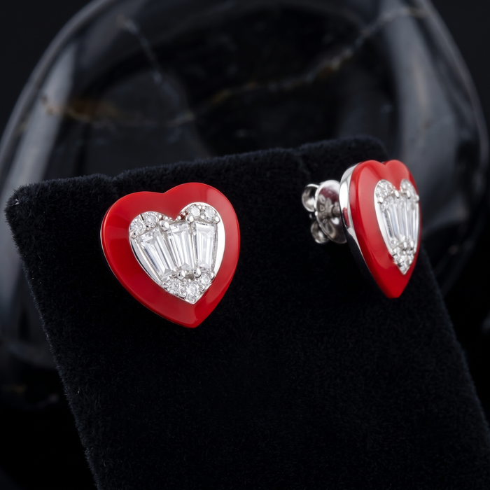 Exquisite Diamond Ear Studs Earrings in 14K Yellow Gold