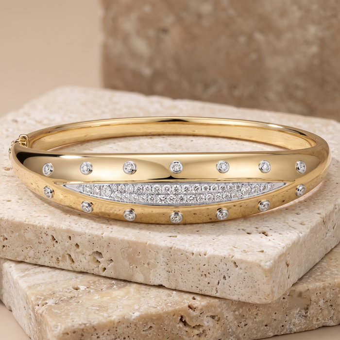 Floral Radiance Bangle Bracelet in 14K Yellow Gold