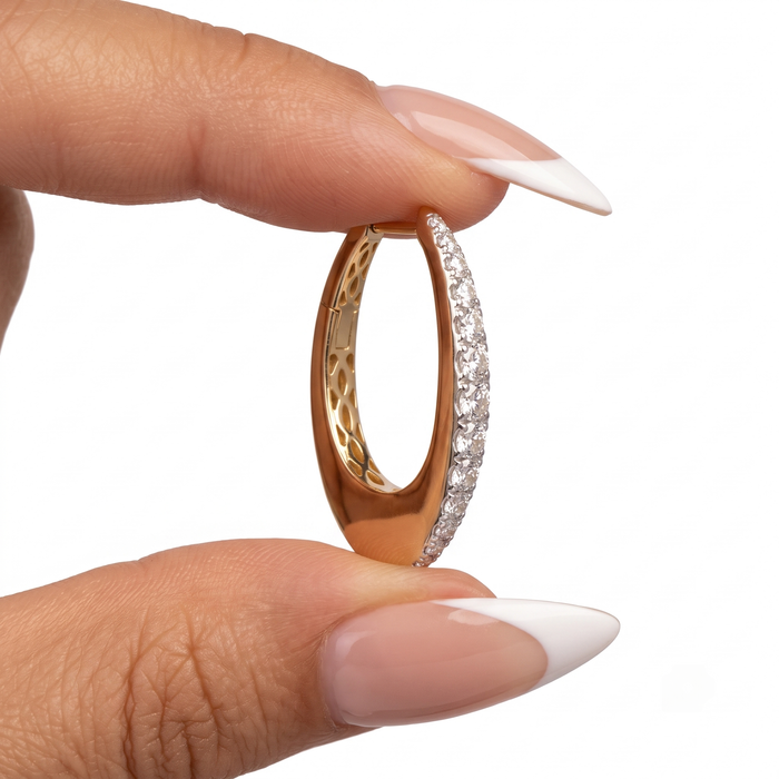 Classic Curve Diamond Hoop Earrings in 14K Yellow Gold
