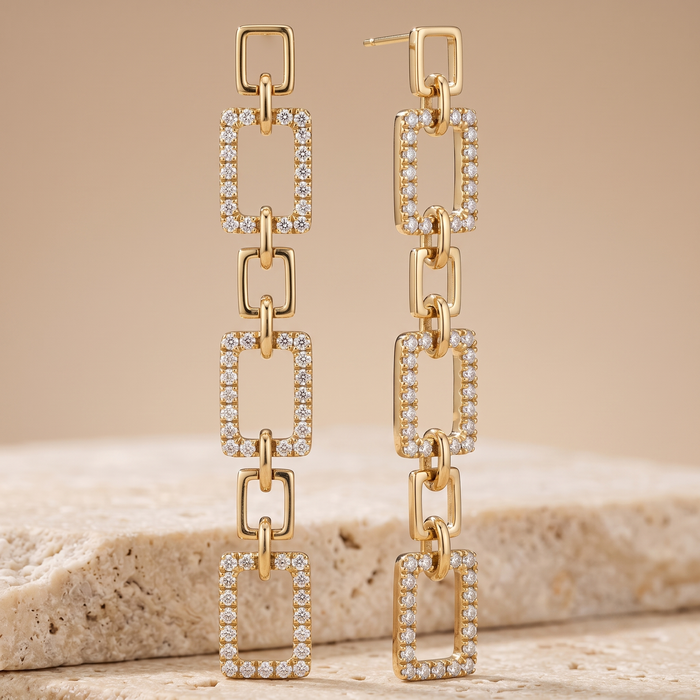 Diamond Comet Drop Earrings in 14K Yellow Gold