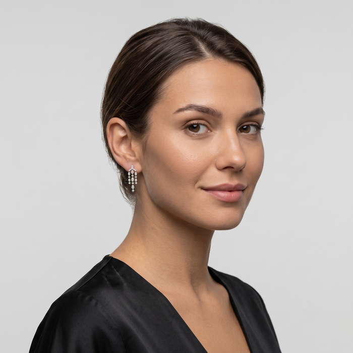 Marquise Chandellier 18K White Diamond Earrings