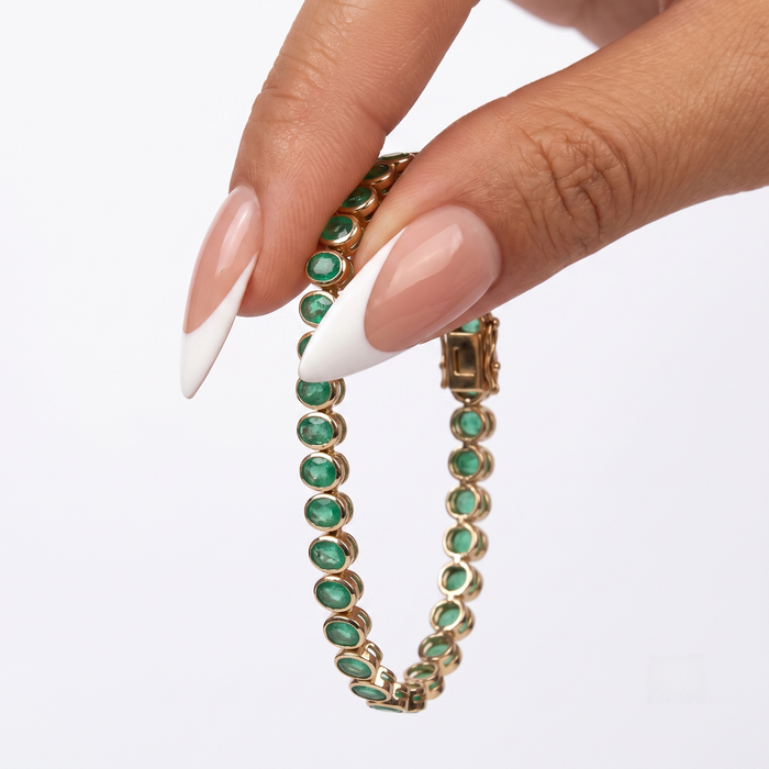 Brilliant Green 14 Oval Emerald & Yellow Gold Bracelet