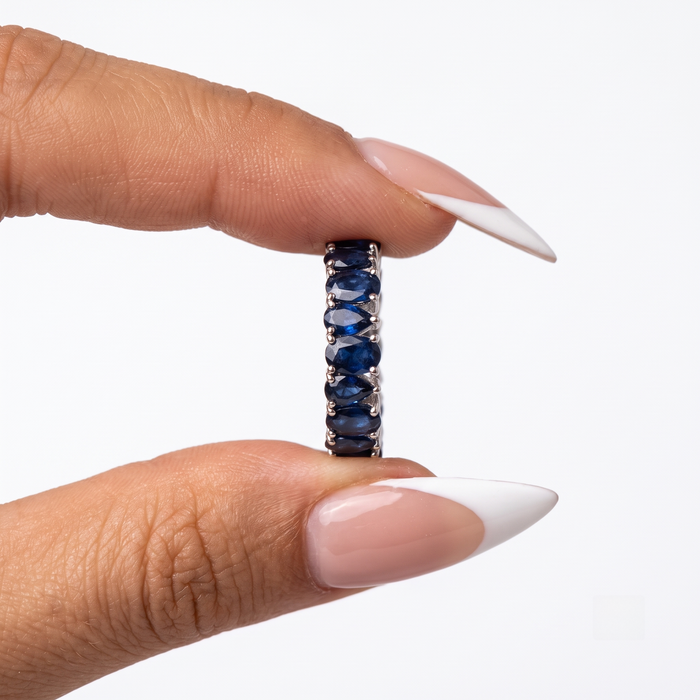 Blue Sapphire Eternity 14K White Gold Band Ring