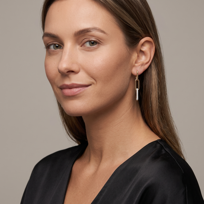 Flow Diamond Danglers Drop Earrings in 14K Yellow Gold