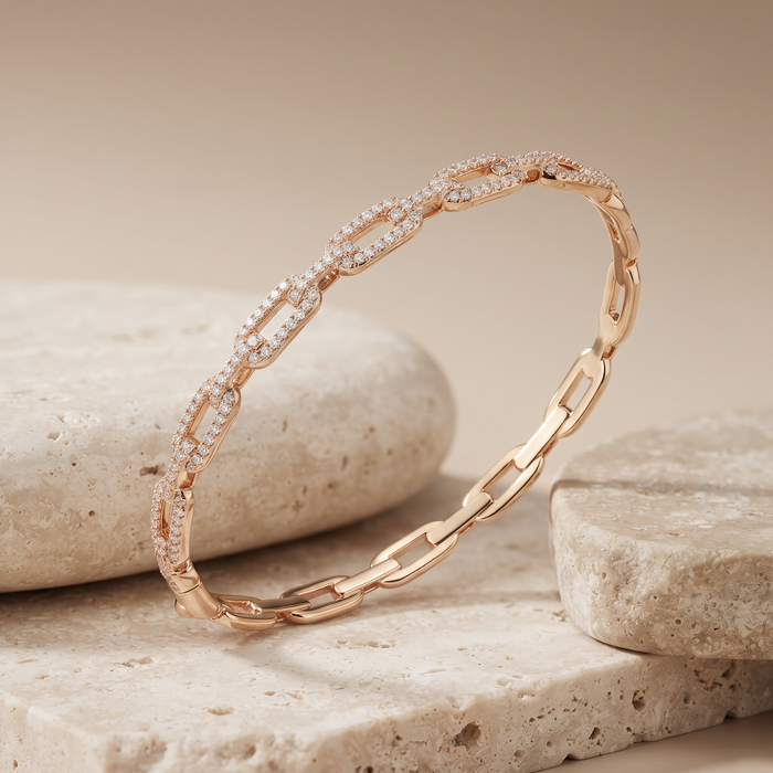 Diamond Pulse Bangle Bracelet in 14K Yellow Gold
