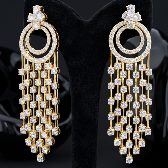 Circle of Life Chandelier Earrings in 18K Gold