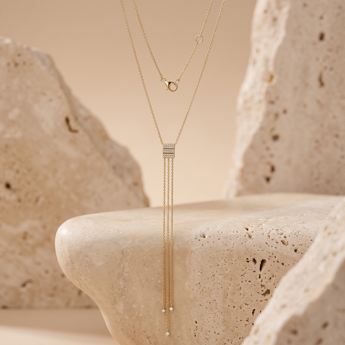 Diamond Mirage Lariat Necklace in 14K Yellow Gold