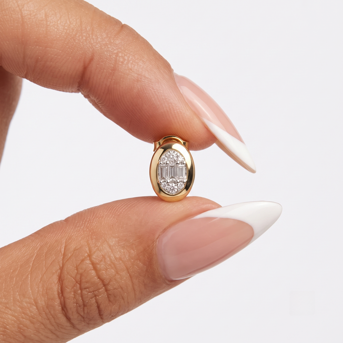 Traditional Baguette Diamond Stud Earrings in 14K Yellow Gold