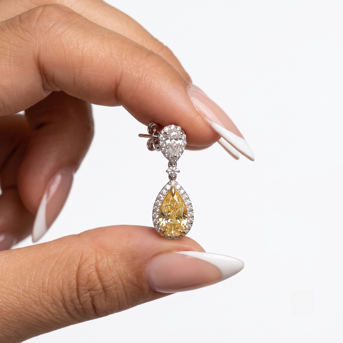 Pear Shaped 14K Drop Diamond Waterfall Earrings