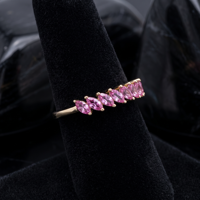 Chic Marquise Pink Sapphire 14K Gold Ring