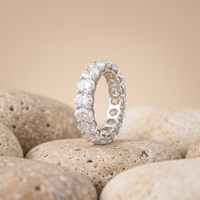 Oval Shape Diamond Eternity Ring in 18K Gold