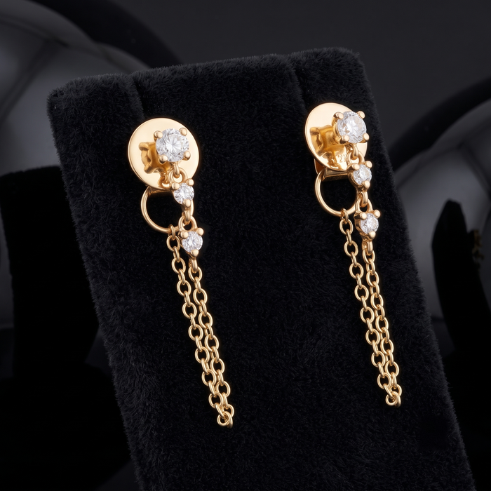 Twilight Drops Diamond Dangle Earrings in 14K Yellow Gold