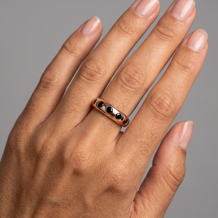 Black Diamond 14K Rose Gold Band Ring