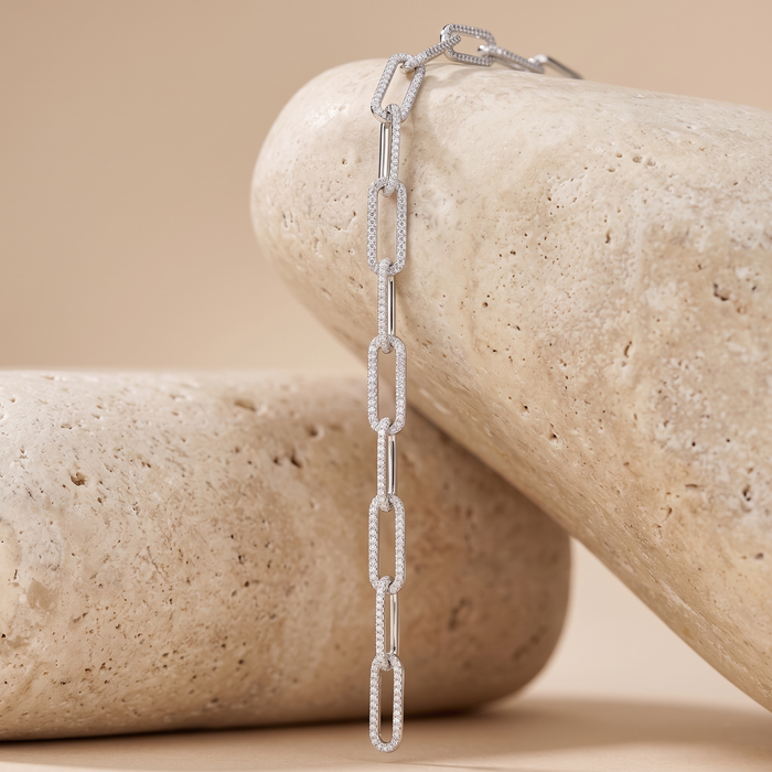 Long Chain Diamond 14K (or 18k upon request) Yellow Gold Link Necklace