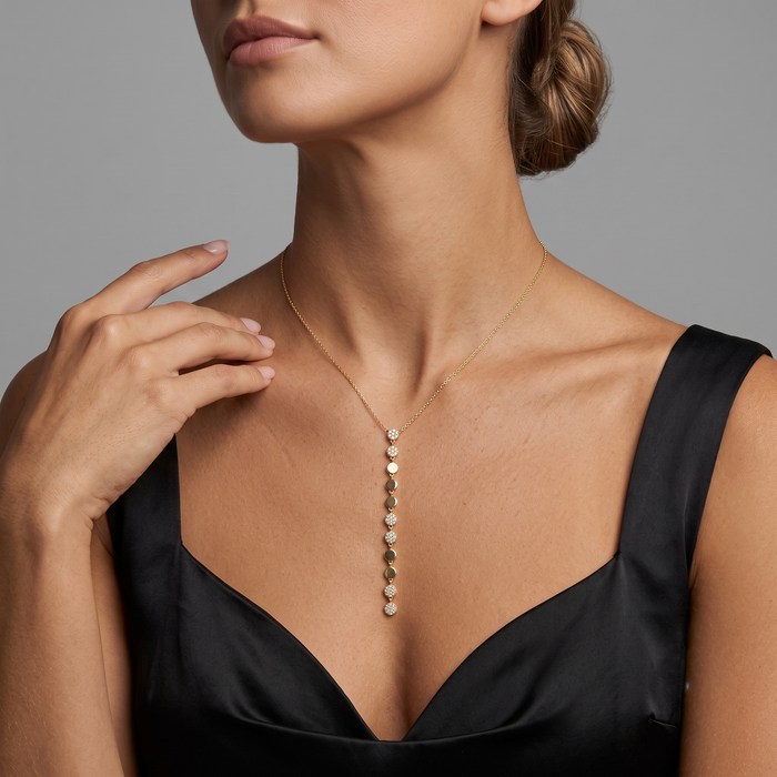 Diamond Bloom Lariat Necklace in 14K Yellow Gold