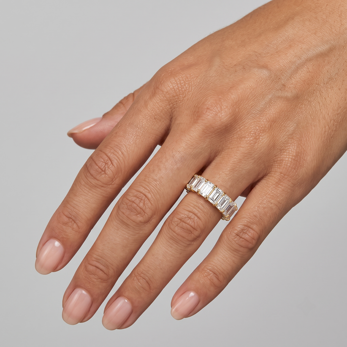 Emerald Cut Diamond Eternity Wedding Band Ring in 14K Gold