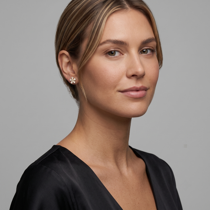 Floral Bloom Diamond Stud Earrings in 14K Gold