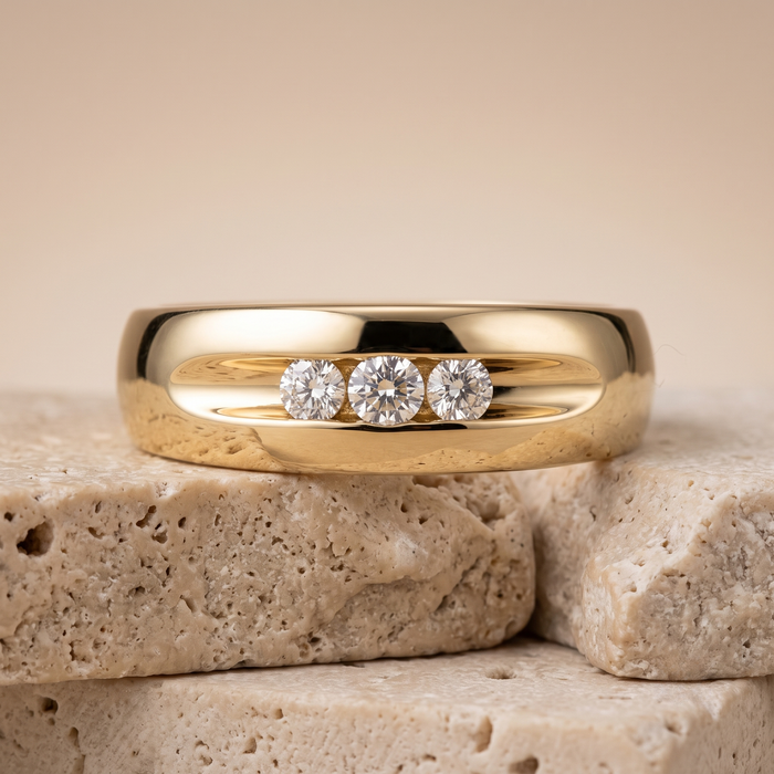 Trinity Shine Three Diamond Ring in 14K Yellow Gold