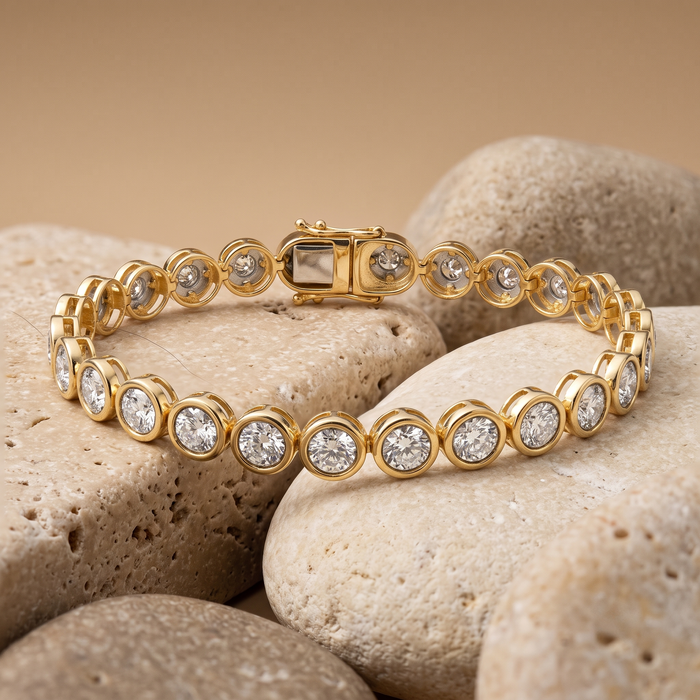Vintage Infinity 14K (or 18k upon request) Yellow Gold Bangle Diamond Bracelet